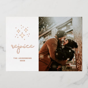 Rejoice. Gold stars / Religious Christmas photo Foil Holiday Card
