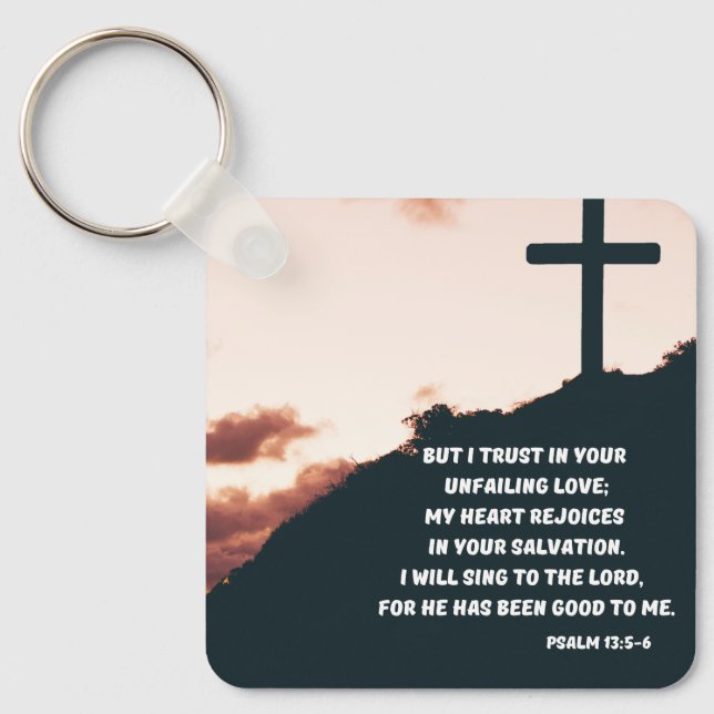 Rejoice In God's Unfailing Love Psalms Bible Verse Key Ring (Front)