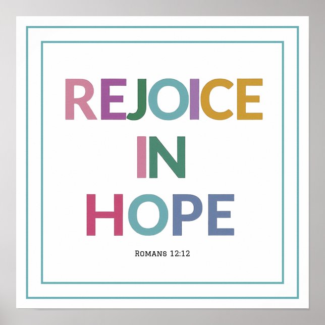 Rejoice In Hope Bible Verse Christian Minimalist Poster (Front)