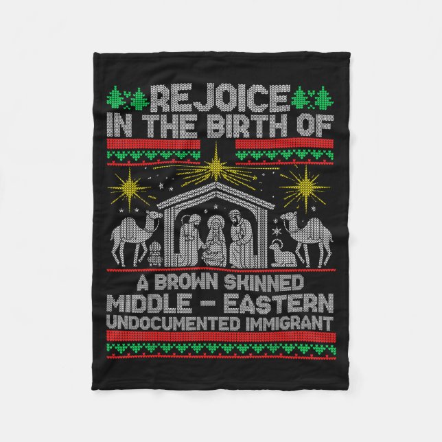 Rejoice In The Birth Of A Brown Skinned Middle Eas Fleece Blanket (Front)