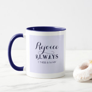 Rejoice in the Lord Bible Verse Christian Blue Mug