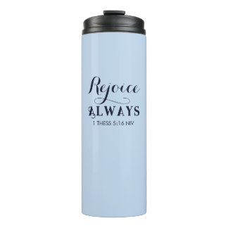 Rejoice in the Lord Bible Verse Christian Blue Thermal Tumbler