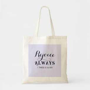 Rejoice in the Lord Bible Verse Christian Blue Tote Bag