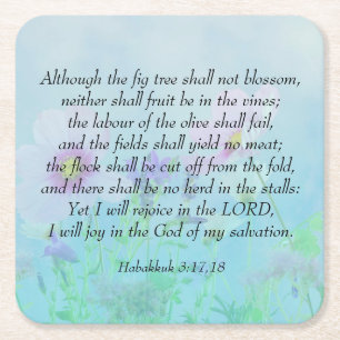 Rejoice in the Lord - Habakkuk 3:17,18 Square Paper Coaster