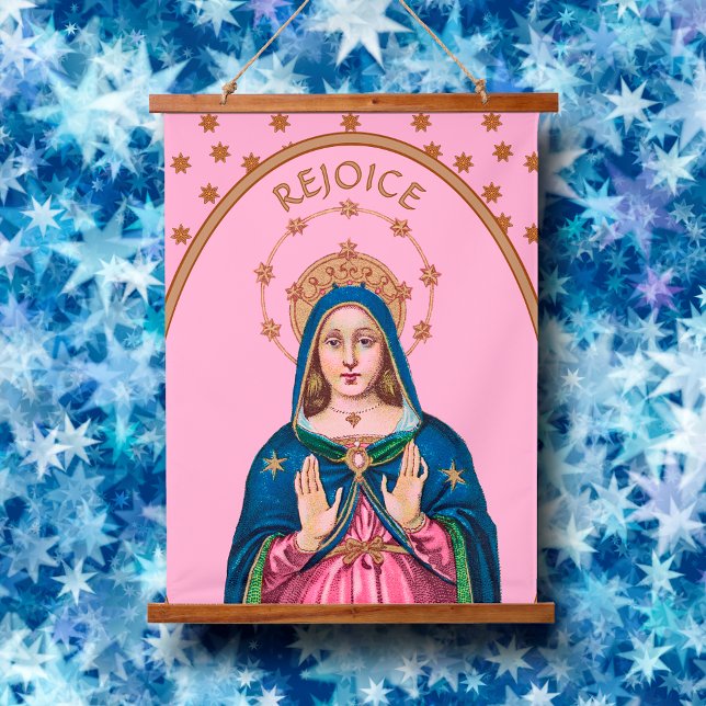 Rejoice! (Latin: Gaudete!) Upper Torso BVM Advent Hanging Tapestry (Creator Uploaded)