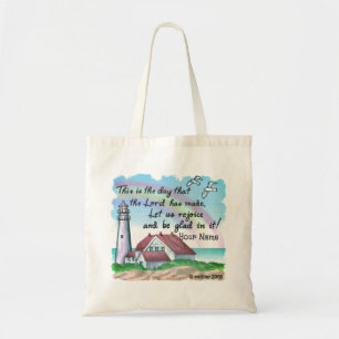 Rejoice Lighthouse Christian Tote Bag