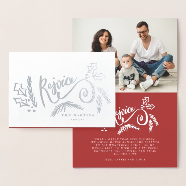 Rejoice multi photo Christmas Foil Card (Display)