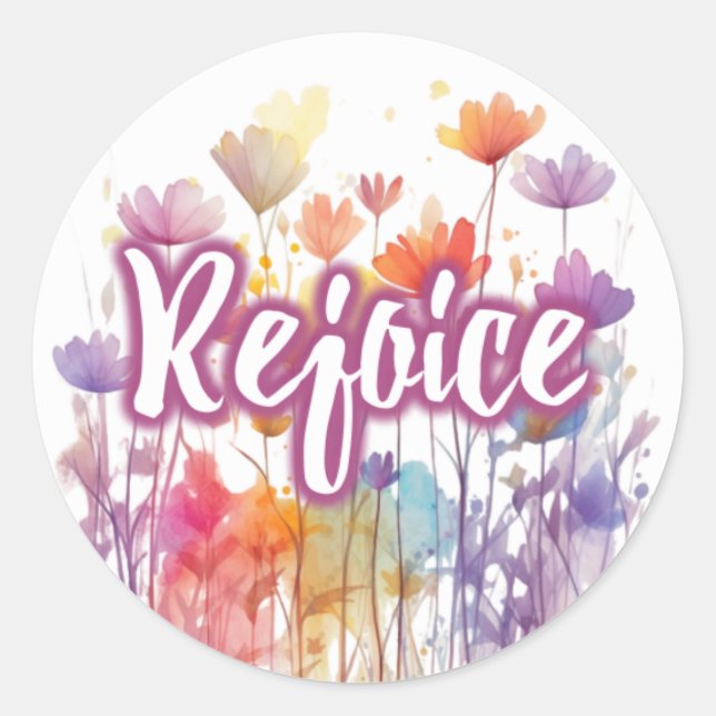 Rejoice Pink Lavender Floral Sticker (Front)
