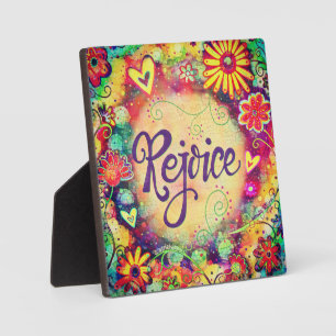 Rejoice Pretty Inspirational Floral Inspirivity Plaque