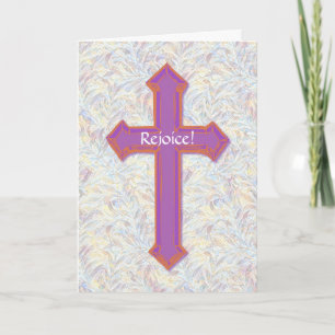 Rejoice Purple Rustic Cross Easter Card