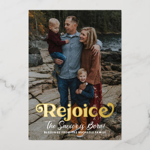 Rejoice Religious Christmas Holiday Foil Card