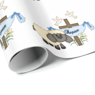 Rejoice!-Religious Cross-Lamb/Doves Wrapping Paper