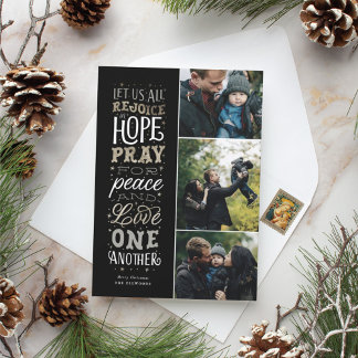 Rejoice Religious Faux Gold Foil Christmas Card