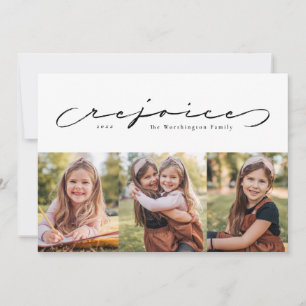 Rejoice religious holiday three photo card