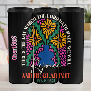 Rejoice Retro Stained Glass Floral Thermal Tumbler