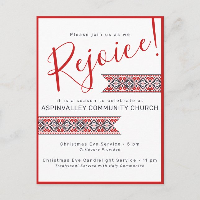 Rejoice | Slavic Folk Art Poinsettia Postcard (Front)