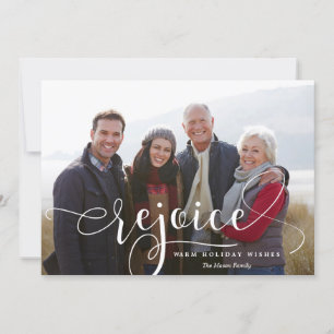 Rejoice White Overlay Holiday Photo Card