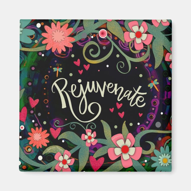 Rejuvenate Fun Floral Modern Inspirivity Magnet (Front)