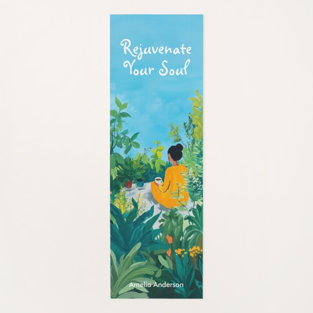 Rejuvenate Your Soul Women in Garden with Plants Yoga Mat (Front)