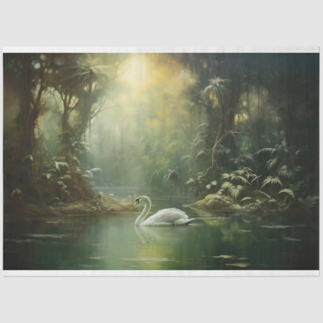 Rejuvenation Two Swan In The Water Decoupage Tissue Paper (Front)