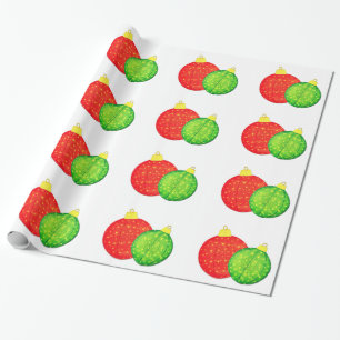 Rekd and Green Ornaments Wrapping Paper