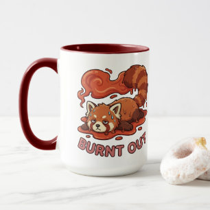 Relatable "Burnt Out" Red Panda – Cute Melted Aest Mug