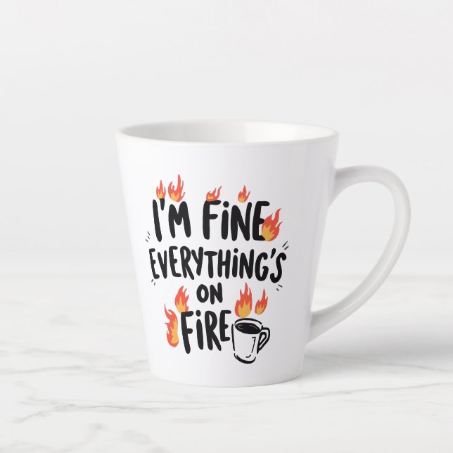 Relatable Dark Humour with Flames Latte Mug (Right)