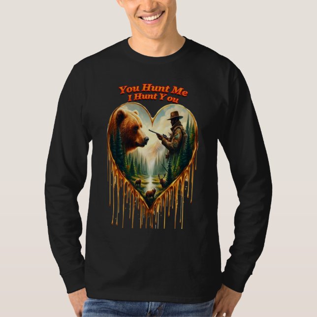 Relationship Between Hunter grizzly Bear and Deer  T-Shirt (Front)