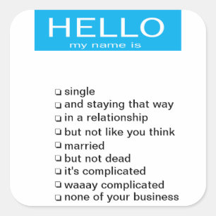 Relationship status name tag sticker