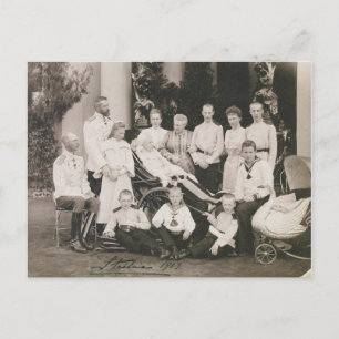 Relatives Tsar Russia, Romanov family group 1903 Postcard