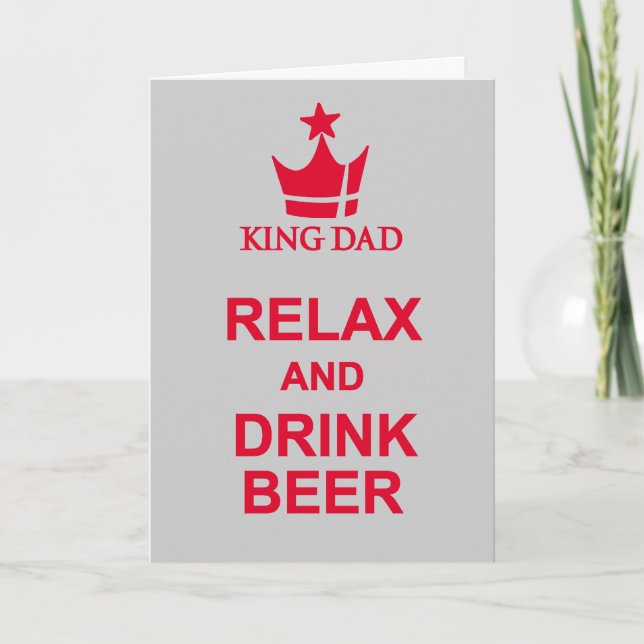 Relax and drink beer Father's Day grey red card (Front)