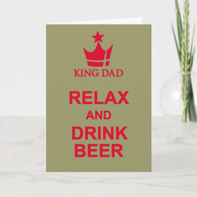 Relax and drink beer Father's Day grey red card (Front)