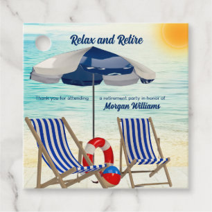 Relax and Retire Tropical Beach Chair Retirement Favour Tags
