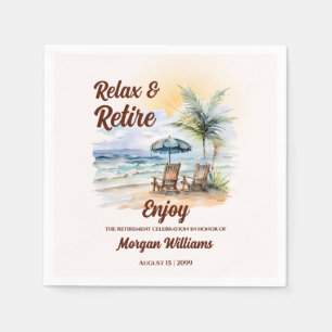 Relax and Retire Tropical Beach Chair Retirement Napkin