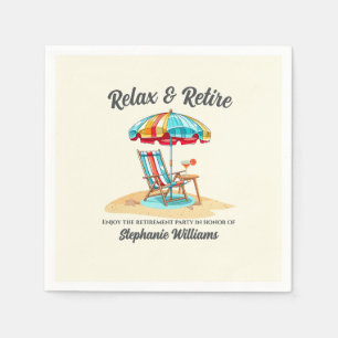 Relax and Retire Tropical Cocktail Beach Chair  Napkin