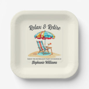 Relax and Retire Tropical Cocktail Beach Chair  Paper Plate