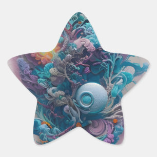 Relax and take a deep breath - Floral AI Art Star Sticker