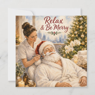 Relax & Be Merry Santa Facial Holiday Card