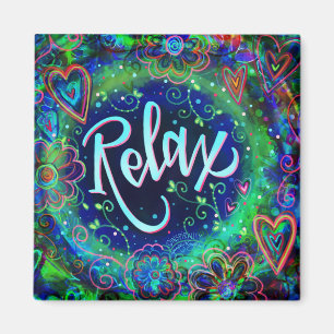 Relax Blue Pretty Fun Inspiring Floral Inspirivity Magnet