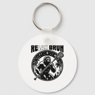Relax Bro Bruh Funny Bigfoot Lax Lacrosse Men Boys Key Ring