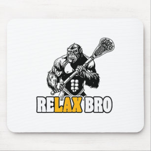 Relax Bro Funny Gorilla Lacrosse Player Animal Lax Mouse Mat