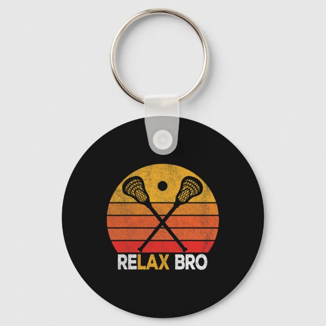 Relax Bro Funny Lacrosse Quote Lacrosse Crosse Vin Key Ring (Front)