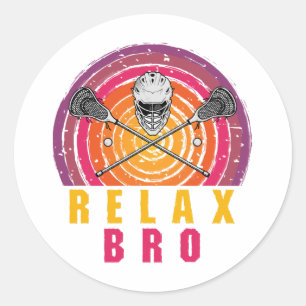 Relax Bro Lacrosse Classic Round Sticker