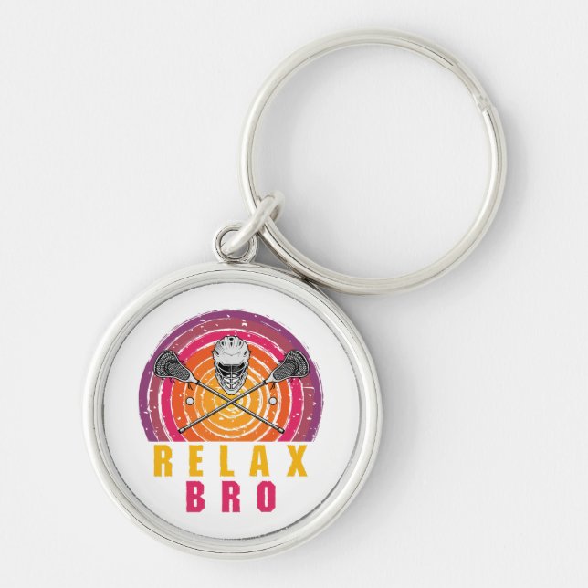Relax Bro Lacrosse Key Ring (Front)