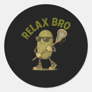 Relax Bro Lacrosse Vintage Pickle Lax Lover Funny  Classic Round Sticker