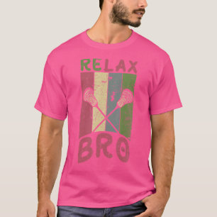 Relax Bro Vintage Surf Sun Lacrosse Stick Shortcut T-Shirt