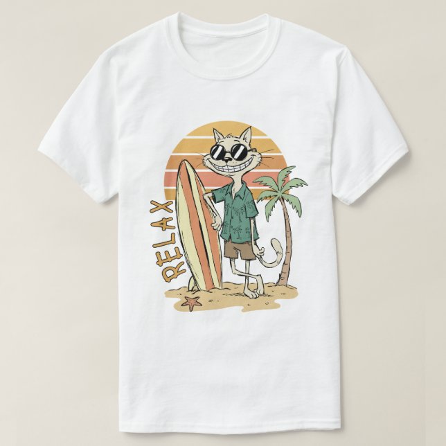 Relax Cat Surf Vibes  T-Shirt (Design Front)
