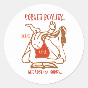 relax, chill, read classic round sticker