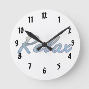Relax cloud green blue outlined round clock