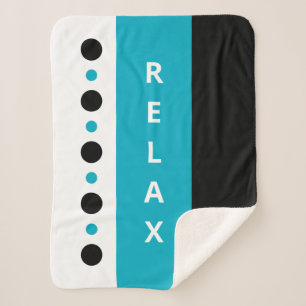 Relax dots stripes black azure sherpa blanket